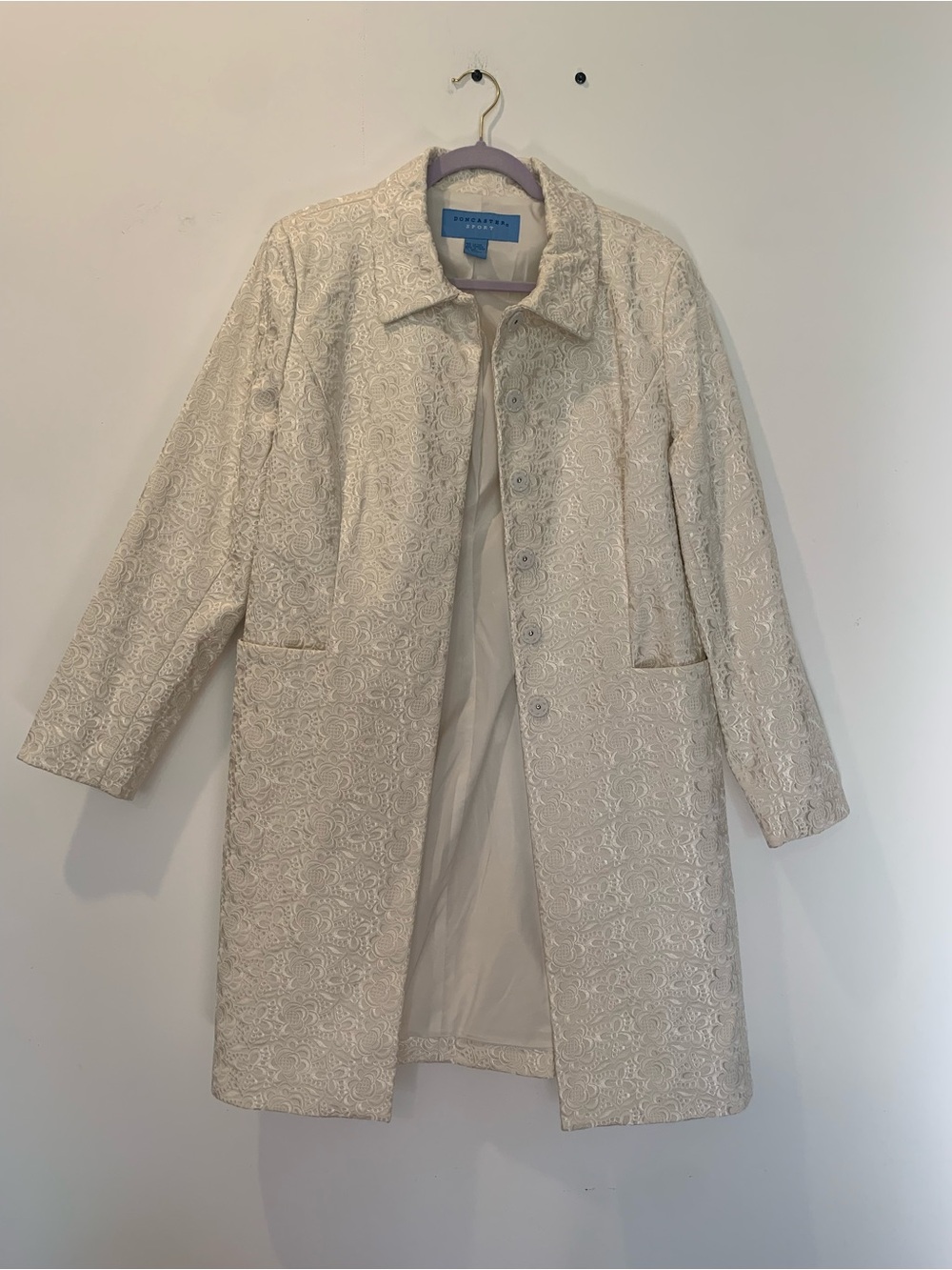 Doncaster Cream Jacquard Trench Coat